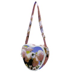 Pink Snowball Branch Heart Shoulder Bag by okhismakingart