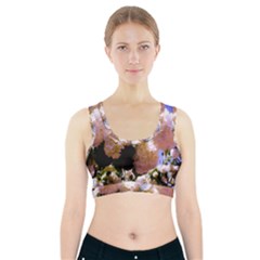 Pink Snowball Branch Sports Bra With Pocket