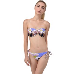 Pink Snowball Branch Twist Bandeau Bikini Set