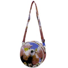 Pink Snowball Branch Crossbody Circle Bag