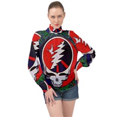 Grateful Dead - High Neck Long Sleeve Chiffon Top by Sapixe