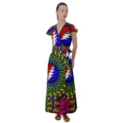 Grateful Dead Flutter Sleeve Maxi Dress by Sapixe