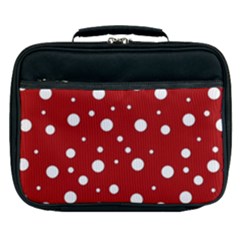 Mushroom Pattern, Red And White Dots, Circles Theme Lunch Bag by Casemiro