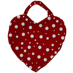 Mushroom Pattern, Red And White Dots, Circles Theme Giant Heart Shaped Tote by Casemiro