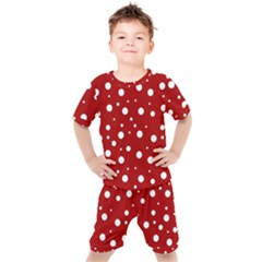 Mushroom Pattern, Red And White Dots, Circles Theme Kids  Tee And Shorts Set by Casemiro