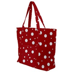 Mushroom Pattern, Red And White Dots, Circles Theme Zip Up Canvas Bag by Casemiro