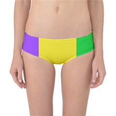 Carnival Mardi Gras Purple Yellow Green Stripes Classic Bikini Bottoms