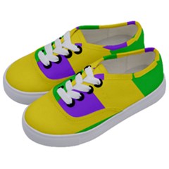 Carnival Mardi Gras Purple Yellow Green Stripes Kids  Classic Low Top Sneakers by yoursparklingshop