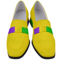 Carnival Mardi Gras Purple Yellow Green Stripes Women s Chunky Heel Loafers by yoursparklingshop