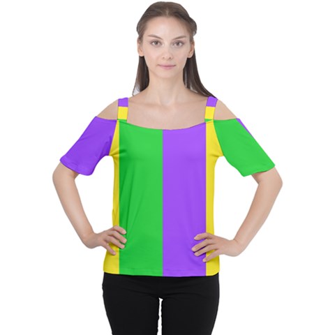 New Orleans Carnival Colors Mardi Gras Cutout Shoulder Tee by yoursparklingshop