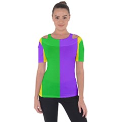 New Orleans Carnival Colors Mardi Gras Shoulder Cut Out Short Sleeve Top by yoursparklingshop