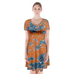 Vivid Grunge Abstract Print Short Sleeve V-neck Flare Dress by dflcprintsclothing