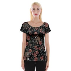 Raccoon Floral Cap Sleeve Top by BubbSnugg