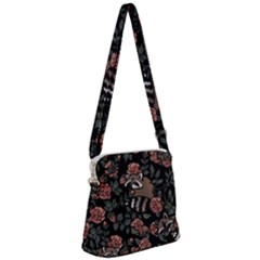 Raccoon Floral Zipper Messenger Bag by BubbSnugg