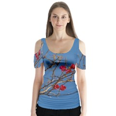 Santa Rita Flower Photo001 Butterfly Sleeve Cutout Tee 