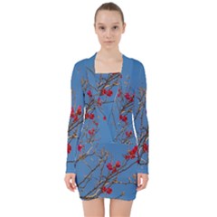 Santa Rita Flower Photo001 V-neck Bodycon Long Sleeve Dress