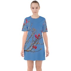 Santa Rita Flower Photo001 Sixties Short Sleeve Mini Dress