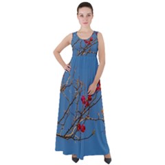 Santa Rita Flower Photo001 Empire Waist Velour Maxi Dress