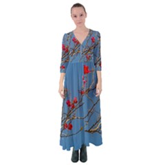 Santa Rita Flower Photo001 Button Up Maxi Dress