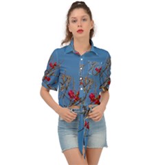 Santa Rita Flower Photo001 Tie Front Shirt 