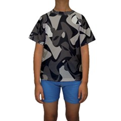 Trippy Sepia Paint Splash, Brown, Army Style Camo, Dotted Abstract Pattern Kids  Short Sleeve Swimwear by Casemiro