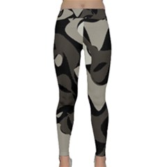 Trippy Sepia Paint Splash, Brown, Army Style Camo, Dotted Abstract Pattern Classic Yoga Leggings by Casemiro