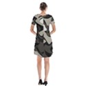 Trippy sepia paint splash, brown, army style camo, dotted abstract pattern Short Sleeve V-neck Flare Dress View2