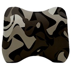 Trippy Sepia Paint Splash, Brown, Army Style Camo, Dotted Abstract Pattern Velour Head Support Cushion by Casemiro