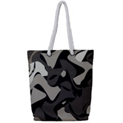 Trippy Sepia Paint Splash, Brown, Army Style Camo, Dotted Abstract Pattern Full Print Rope Handle Tote (small) by Casemiro