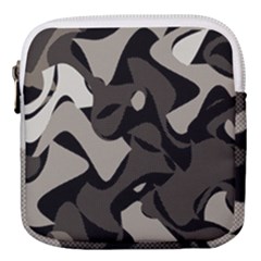 Trippy Sepia Paint Splash, Brown, Army Style Camo, Dotted Abstract Pattern Mini Square Pouch by Casemiro