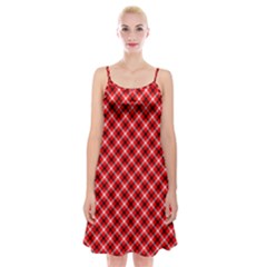 Three Color Tartan, Red Grey, Black Buffalo Plaid Theme Spaghetti Strap Velvet Dress by Casemiro