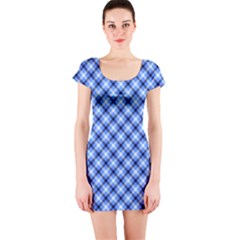 Retro Style Pattern, Scottish Tartan, Buffalo Plaid Theme Short Sleeve Bodycon Dress by Casemiro