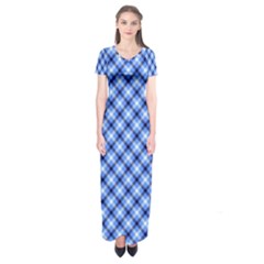 Retro Style Pattern, Scottish Tartan, Buffalo Plaid Theme Short Sleeve Maxi Dress by Casemiro