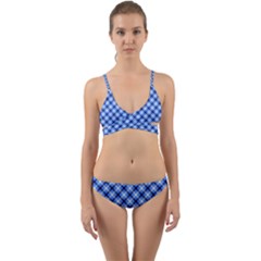 Retro Style Pattern, Scottish Tartan, Buffalo Plaid Theme Wrap Around Bikini Set