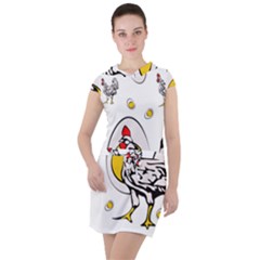 Roseanne Chicken, Retro Chickens Drawstring Hooded Dress by EvgeniaEsenina