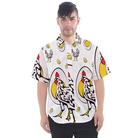 Roseanne Chicken, Retro Chickens Men s Short Sleeve Shirt by EvgeniaEsenina