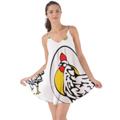 Roseanne Chicken, Retro Chickens Love The Sun Cover Up by EvgeniaEsenina