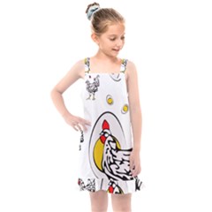 Roseanne Chicken, Retro Chickens Kids  Overall Dress