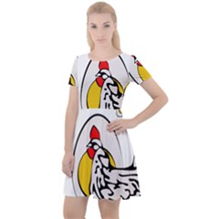 Roseanne Chicken, Retro Chickens Cap Sleeve Velour Dress 