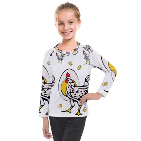 Roseanne Chicken, Retro Chickens Kids  Long Mesh Tee by EvgeniaEsenina