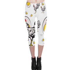 Roseanne Chicken, Retro Chickens Capri Leggings  by EvgeniaEsenina