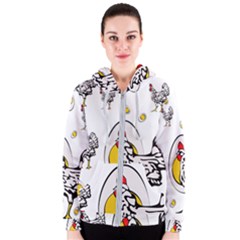 Roseanne Chicken, Retro Chickens Women s Zipper Hoodie by EvgeniaEsenina