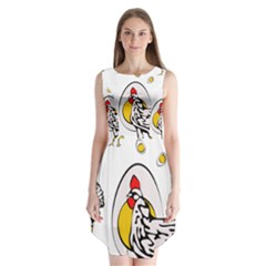 Roseanne Chicken, Retro Chickens Sleeveless Chiffon Dress   by EvgeniaEsenina