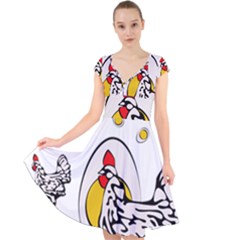 Roseanne Chicken, Retro Chickens Cap Sleeve Front Wrap Midi Dress by EvgeniaEsenina