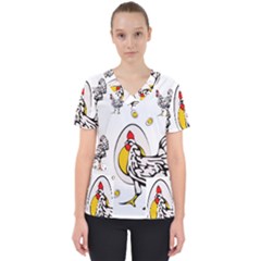 Roseanne Chicken Women s V-neck Scrub Top by EvgeniaEsenina