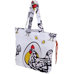 Roseanne Chicken, Retro Chickens Drawstring Tote Bag by EvgeniaEsenina