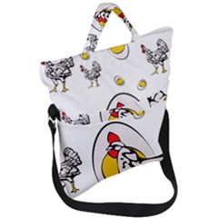 Roseanne Chicken, Retro Chickens Fold Over Handle Tote Bag