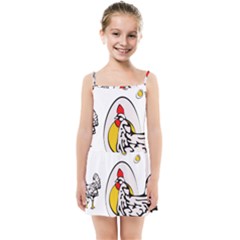 Roseanne Chicken, Retro Chickens Kids  Summer Sun Dress by EvgeniaEsenina