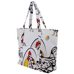 Roseanne Chicken, Retro Chickens Zip Up Canvas Bag