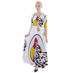 Roseanne Chicken, Retro Chickens Half Sleeves Maxi Dress by EvgeniaEsenina